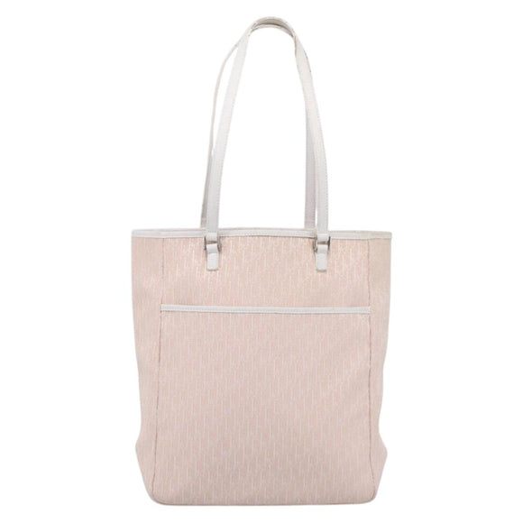 Christian Dior Trotter Canvas Shoulder Bag Pink Silver Auth 197815A