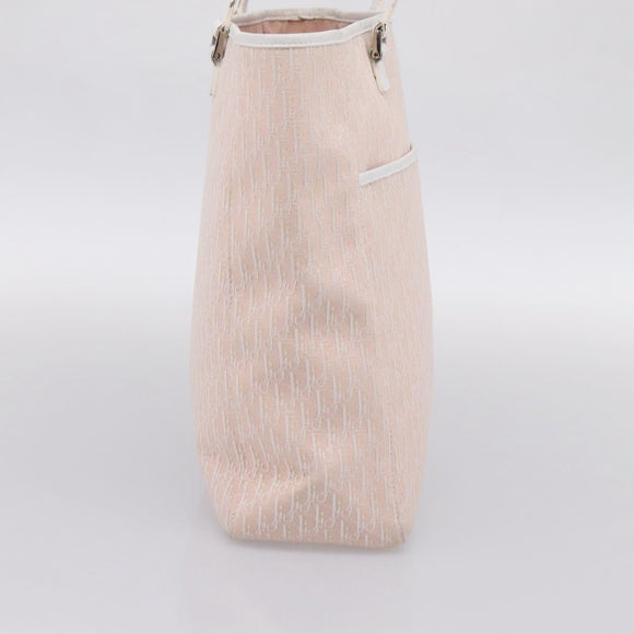 Christian Dior Trotter Canvas Shoulder Bag Pink Silver Auth 197815A