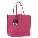 Christian Dior Tote Bag Leather Pink Silver Auth 197818-1