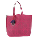Christian Dior Tote Bag Leather Pink Silver Auth 197818-2
