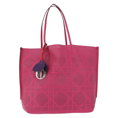 Christian Dior Tote Bag Leather Pink Silver Auth 197818 - 0