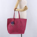 Christian Dior Tote Bag Leather Pink Silver Auth 197818-22