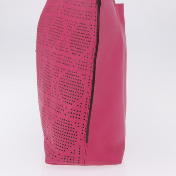 Christian Dior Tote Bag Leather Pink Silver Auth 197818