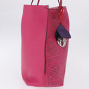 Christian Dior Tote Bag Leather Pink Silver Auth 197818-5