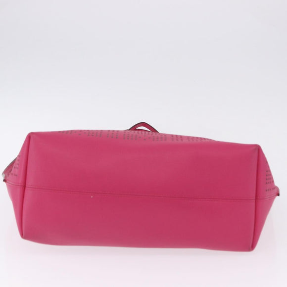 Christian Dior Tote Bag Leather Pink Silver Auth 197818