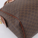 CELINE Macadam Canvas Mini Boston Bag PVC Leather Brown Gold Auth 197819A-14