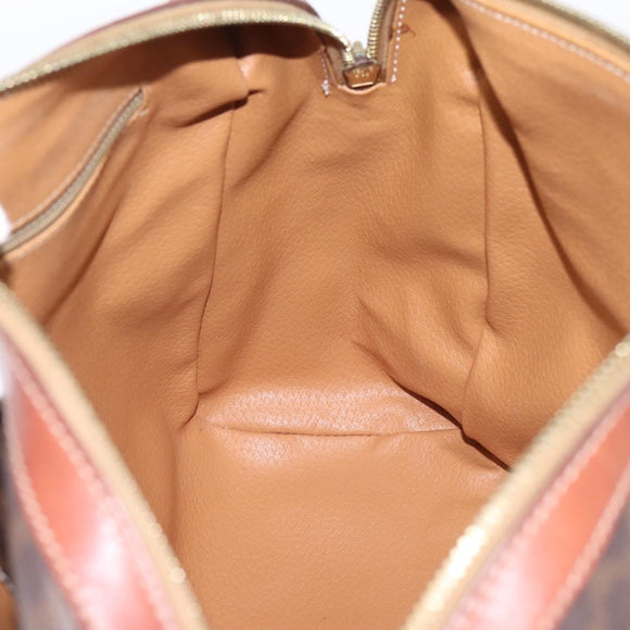 CELINE Macadam Canvas Mini Boston Bag PVC Leather Brown Gold Auth 197819A