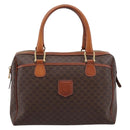 CELINE Macadam Canvas Mini Boston Bag PVC Leather Brown Gold Auth 197819A-13