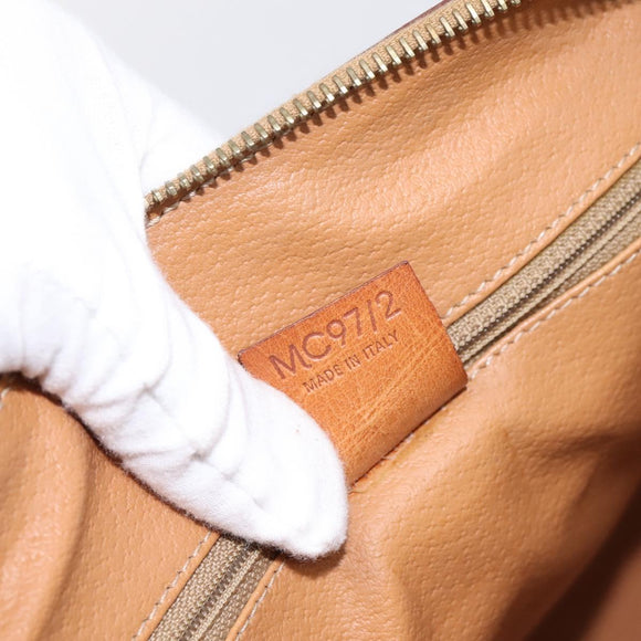 CELINE Macadam Canvas Mini Boston Bag PVC Leather Brown Gold Auth 197819A
