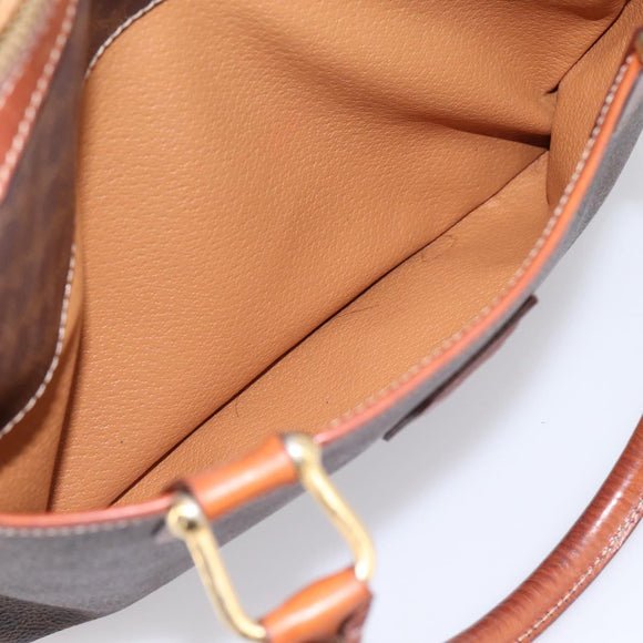 CELINE Macadam Canvas Mini Boston Bag PVC Leather Brown Gold Auth 197819A