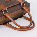 CELINE Macadam Canvas Mini Boston Bag PVC Leather Brown Gold Auth 197819A-7