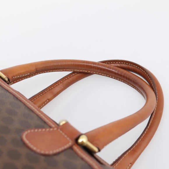 CELINE Macadam Canvas Mini Boston Bag PVC Leather Brown Gold Auth 197819A