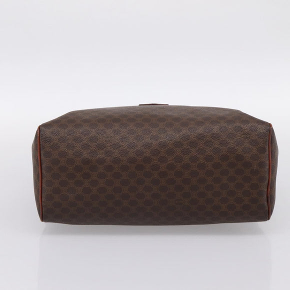 CELINE Macadam Canvas Mini Boston Bag PVC Leather Brown Gold Auth 197819A