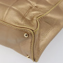 CHANEL Choco Bar Hand Bag Lamb Skin Brown Gold CC Auth 197821-12