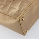 CHANEL Choco Bar Hand Bag Lamb Skin Brown Gold CC Auth 197821-13