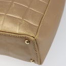 CHANEL Choco Bar Hand Bag Lamb Skin Brown Gold CC Auth 197821-14