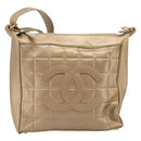 CHANEL Choco Bar Hand Bag Lamb Skin Brown Gold CC Auth 197821-2