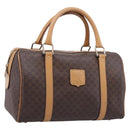 CELINE Macadam Canvas mini Boston Bag PVC Leather Brown Gold Auth 197824V-1