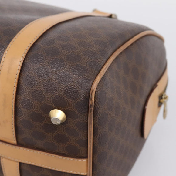 CELINE Macadam Canvas mini Boston Bag PVC Leather Brown Gold Auth 197824V