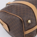 CELINE Macadam Canvas mini Boston Bag PVC Leather Brown Gold Auth 197824V-16