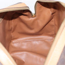 CELINE Macadam Canvas mini Boston Bag PVC Leather Brown Gold Auth 197824V-17