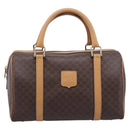 CELINE Macadam Canvas mini Boston Bag PVC Leather Brown Gold Auth 197824V-13