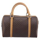 CELINE Macadam Canvas mini Boston Bag PVC Leather Brown Gold Auth 197824V-2