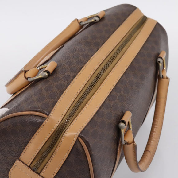 CELINE Macadam Canvas mini Boston Bag PVC Leather Brown Gold Auth 197824V