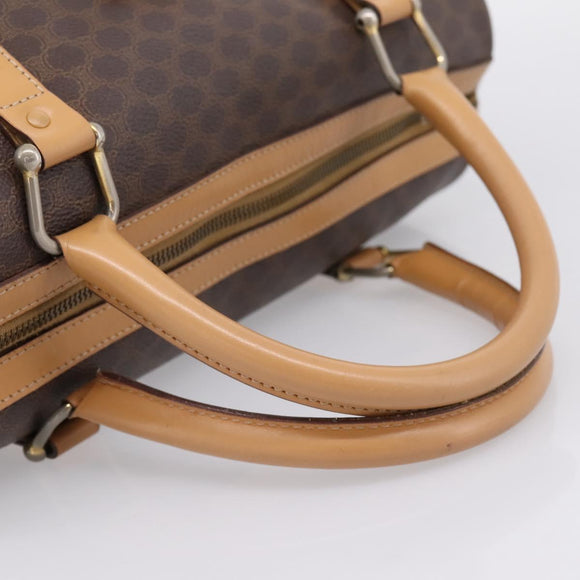CELINE Macadam Canvas mini Boston Bag PVC Leather Brown Gold Auth 197824V