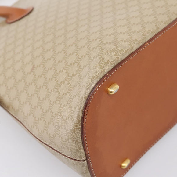 CELINE Macadam Canvas Hand Bag PVC Beige Gold Auth 197827