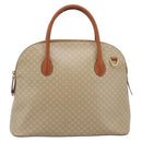 CELINE Macadam Canvas Hand Bag PVC Beige Gold Auth 197827-13