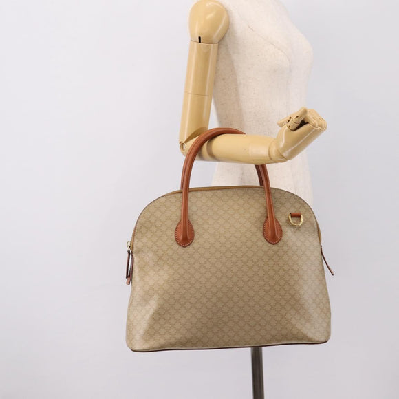 CELINE Macadam Canvas Hand Bag PVC Beige Gold Auth 197827