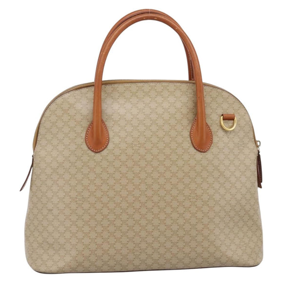 CELINE Macadam Canvas Hand Bag PVC Beige Gold Auth 197827