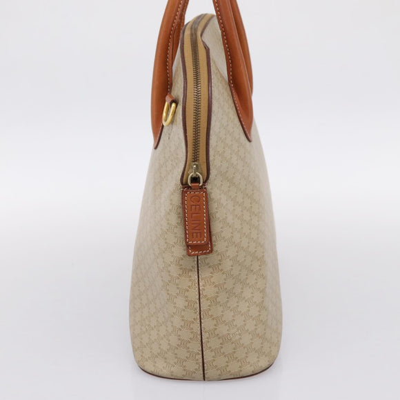 CELINE Macadam Canvas Hand Bag PVC Beige Gold Auth 197827