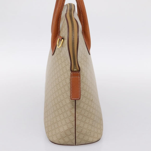 CELINE Macadam Canvas Hand Bag PVC Beige Gold Auth 197827