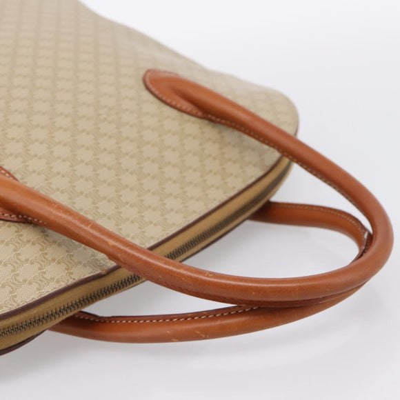 CELINE Macadam Canvas Hand Bag PVC Beige Gold Auth 197827