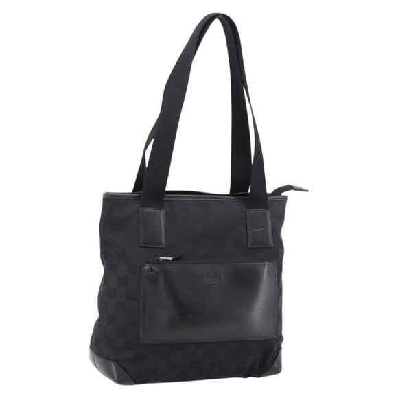 GUCCI GG Canvas Tote Bag Black Silver 019 0402 Auth 197830