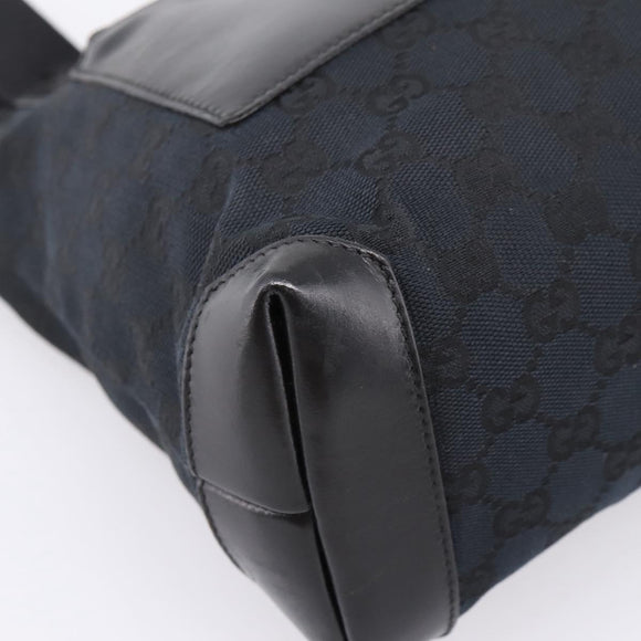 GUCCI GG Canvas Tote Bag Black Silver 019 0402 Auth 197830
