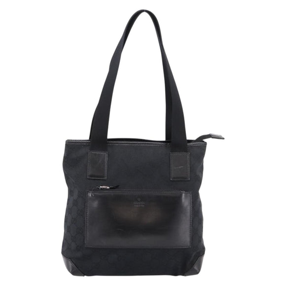 GUCCI GG Canvas Tote Bag Black Silver 019 0402 Auth 197830
