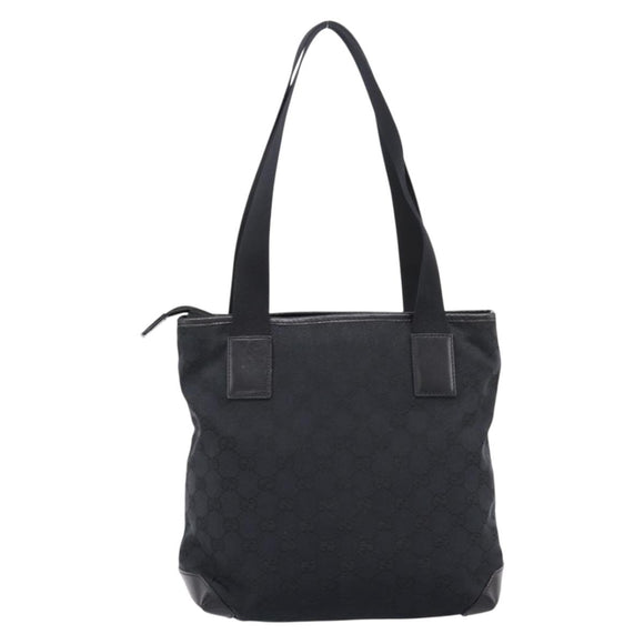 GUCCI GG Canvas Tote Bag Black Silver 019 0402 Auth 197830