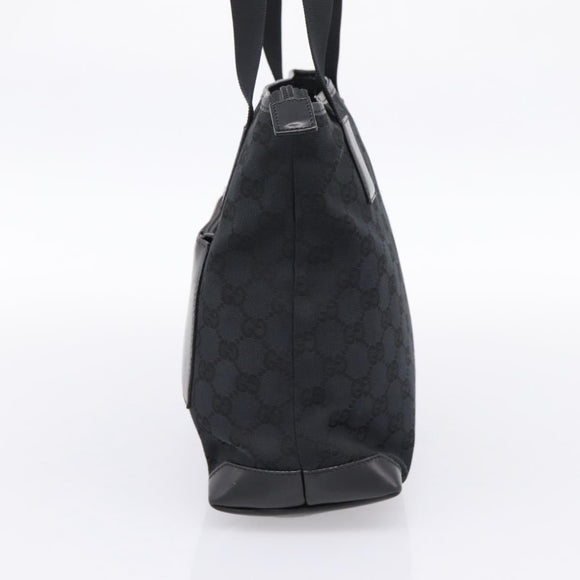 GUCCI GG Canvas Tote Bag Black Silver 019 0402 Auth 197830