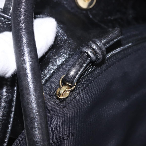 LOEWE Nappa Aire Anagram Hand Bag Leather Black Gold Auth 197831