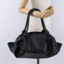 LOEWE Nappa Aire Anagram Hand Bag Leather Black Gold Auth 197831-23