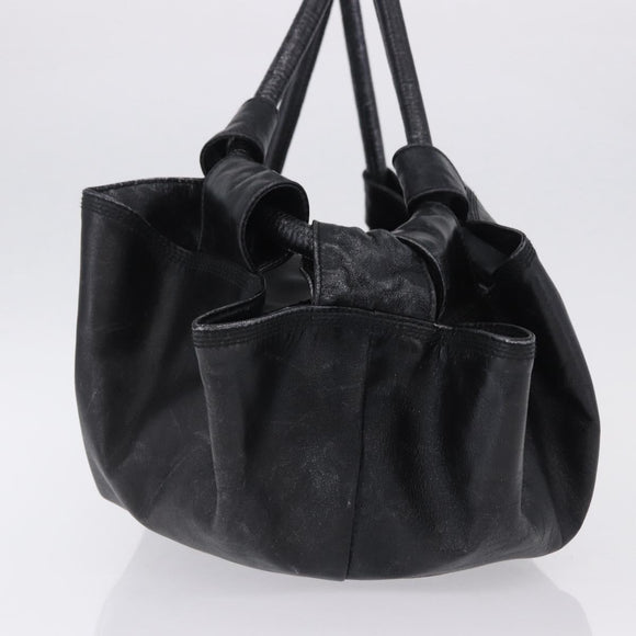 LOEWE Nappa Aire Anagram Hand Bag Leather Black Gold Auth 197831