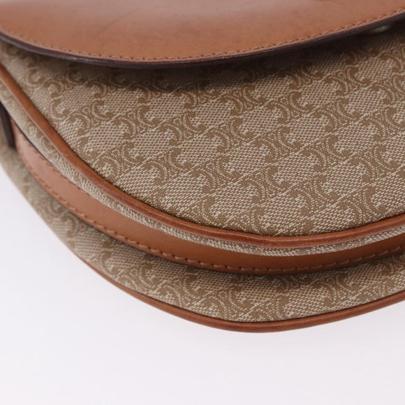 CELINE Macadam Canvas Shoulder Bag PVC Beige Gold Auth 197832A