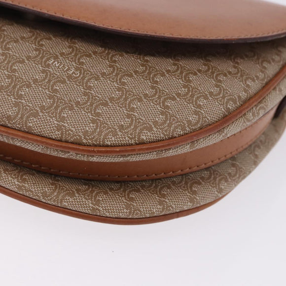 CELINE Macadam Canvas Shoulder Bag PVC Beige Gold Auth 197832A