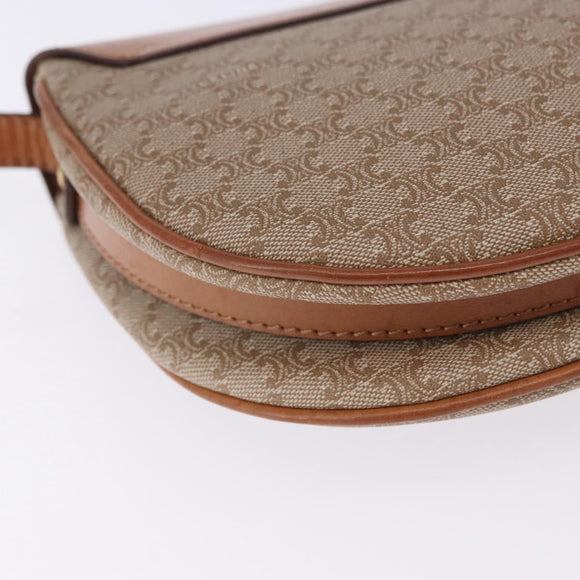 CELINE Macadam Canvas Shoulder Bag PVC Beige Gold Auth 197832A