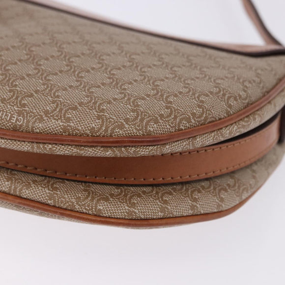 CELINE Macadam Canvas Shoulder Bag PVC Beige Gold Auth 197832A