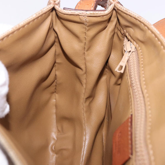 CELINE Macadam Canvas Shoulder Bag PVC Beige Gold Auth 197832A