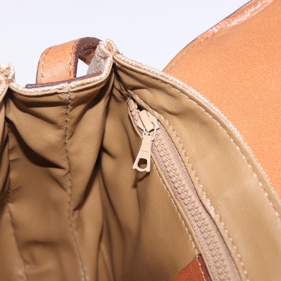 CELINE Macadam Canvas Shoulder Bag PVC Beige Gold Auth 197832A